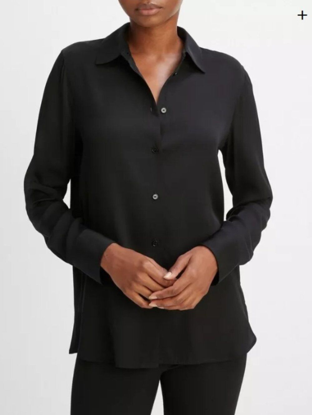Like New! VINCE Slim Fitted Stretch Blouse Long-Sleeve Button-Down Black in L